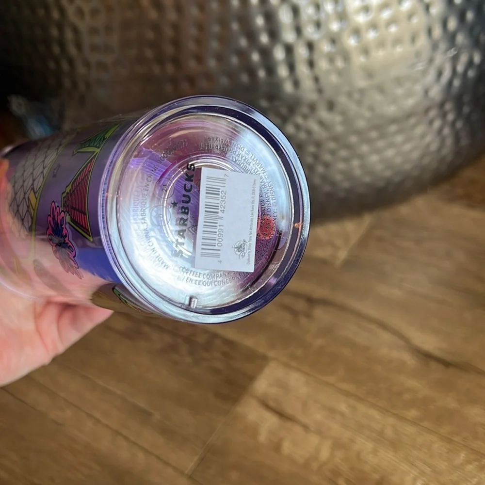 Starbucks Purple Epcot Travel Tumbler with Orange Lid and Straw. **NO PINS**